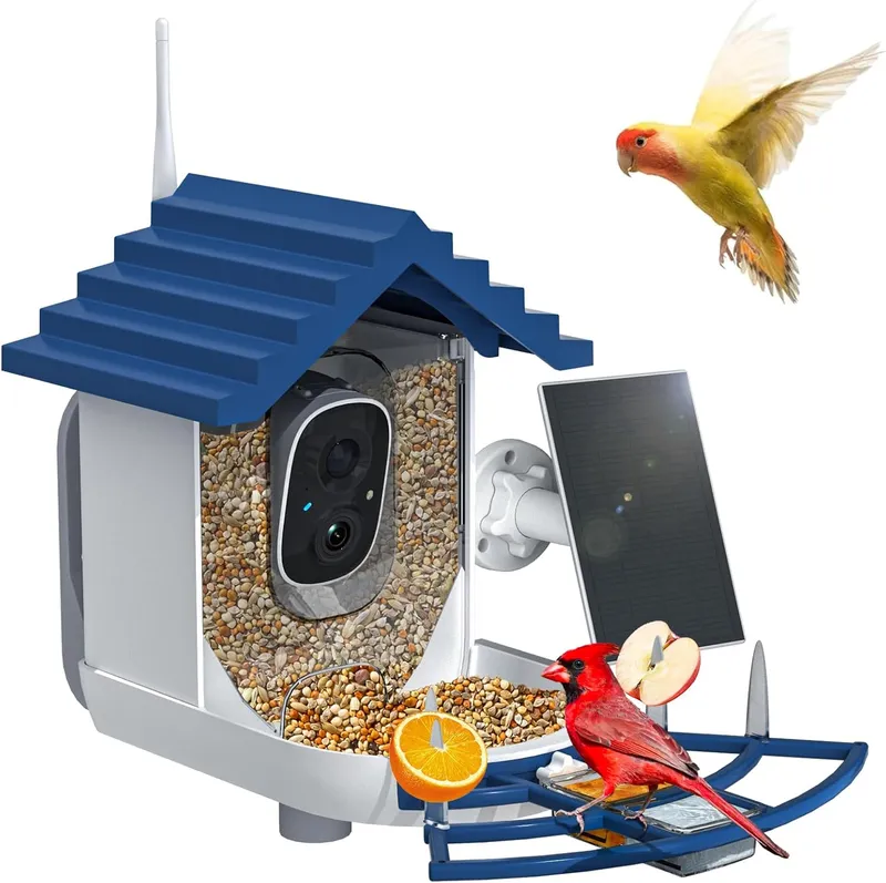 NAVFS Smart Bird Feeder with Camera Solar Powered & AI Bi rd Identification
