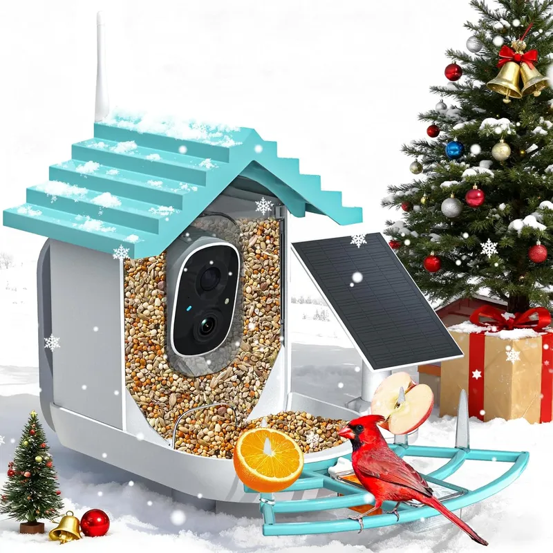 NAVFS Smart Bird Feeder with Camera Solar Powered, Blue