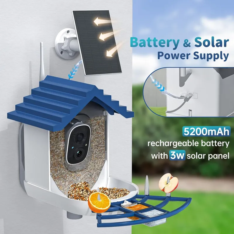 NAVFS Smart Bird Feeder with Camera Solar Powered