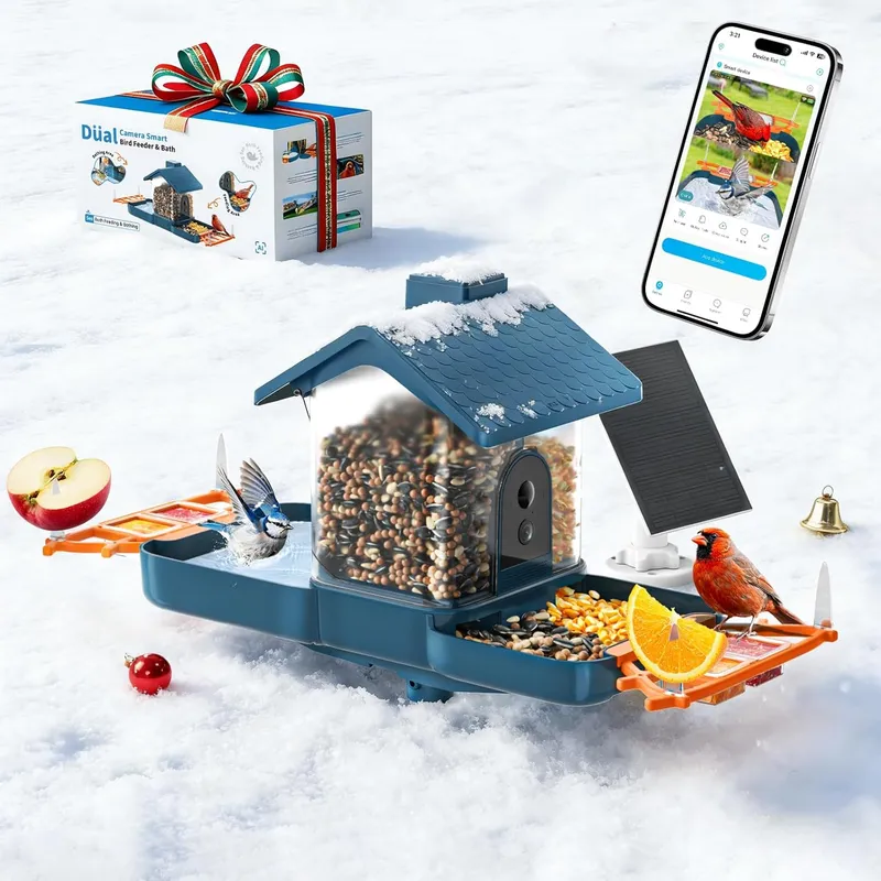 NAVFS ​Bird Feeder with Camera and Bird Bath for Outdoors